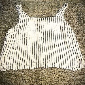 Time&Tru Striped White and Blue Sleeveless Tank Top